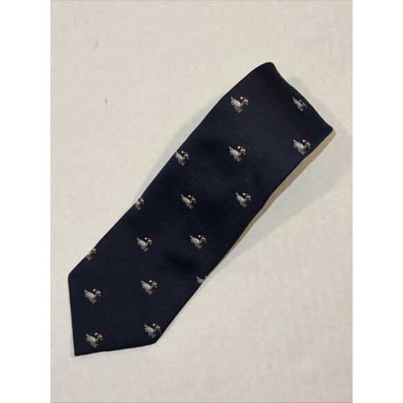 Vintage Johnny Appleseed’s Silk REPP Necktie with Duck in Santa Hats Made in USA - Picture 1 of 6